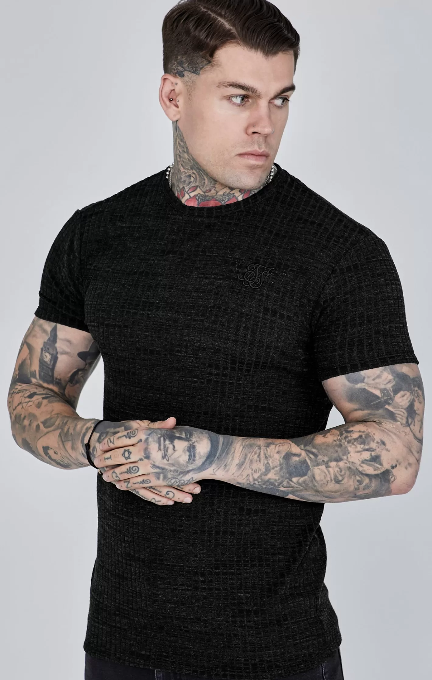 SikSilk T-shirts^Rib Knit T-Shirt