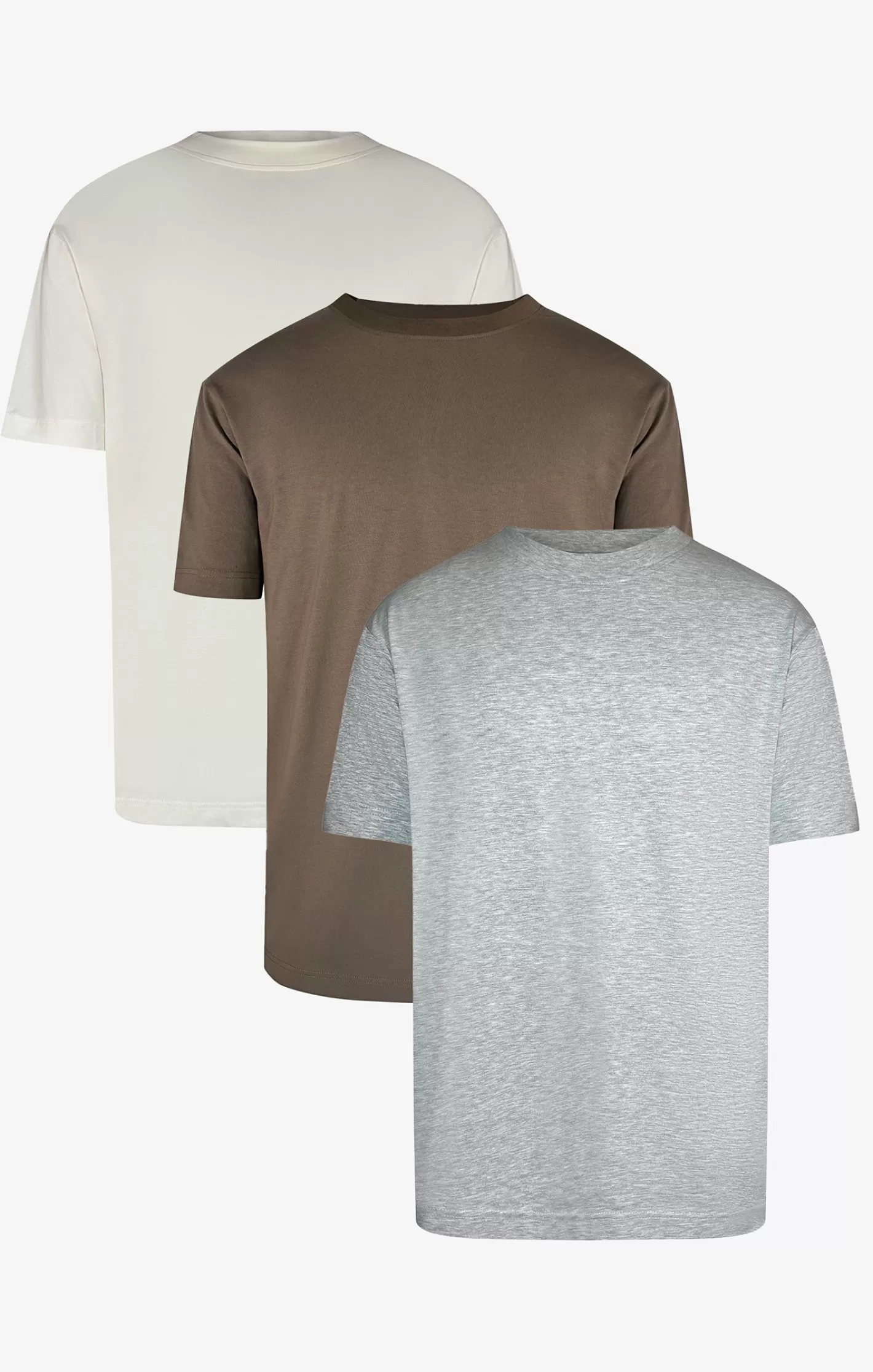 SikSilk T-shirts^Ecru Grey Marl Pack of 3 T-Shirts