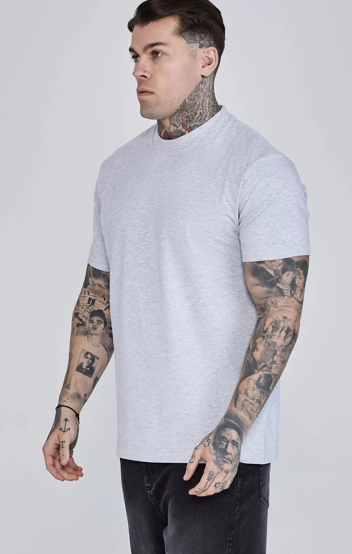 SikSilk T-shirts^Ecru Grey Marl Pack of 3 T-Shirts