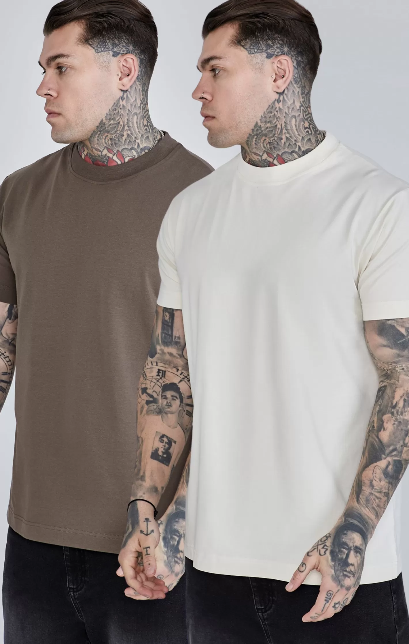 SikSilk T-shirts^Brown Pack of 2 T-Shirts