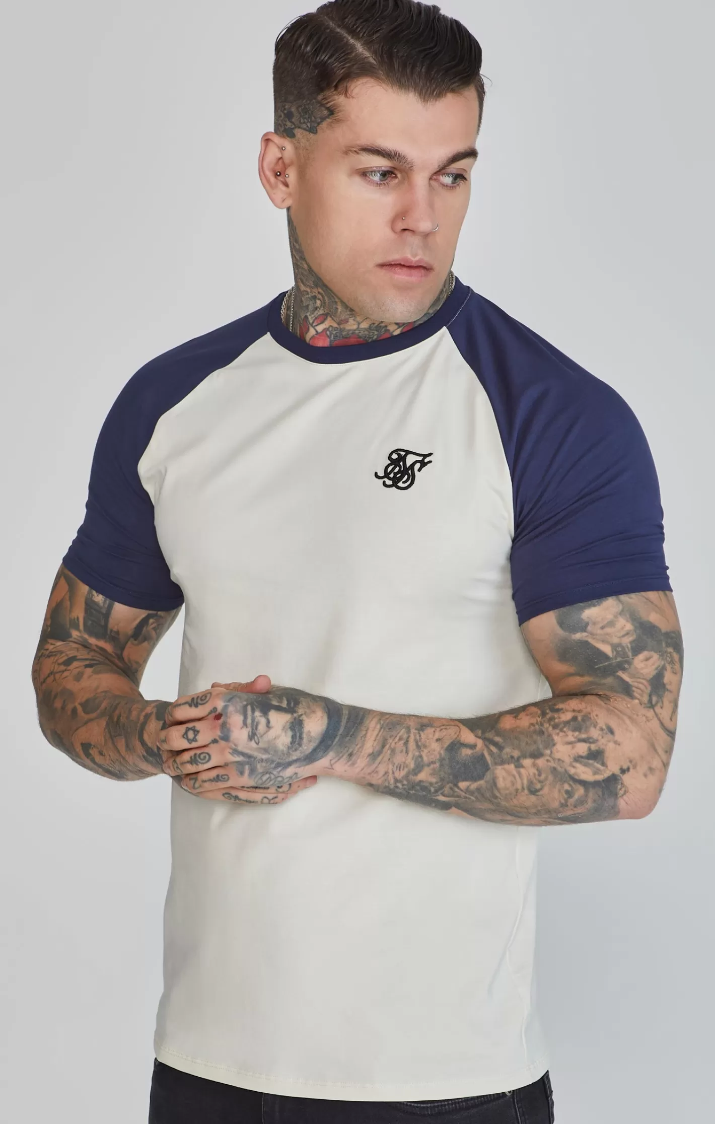 SikSilk T-shirts^Navy Raglan T-Shirt