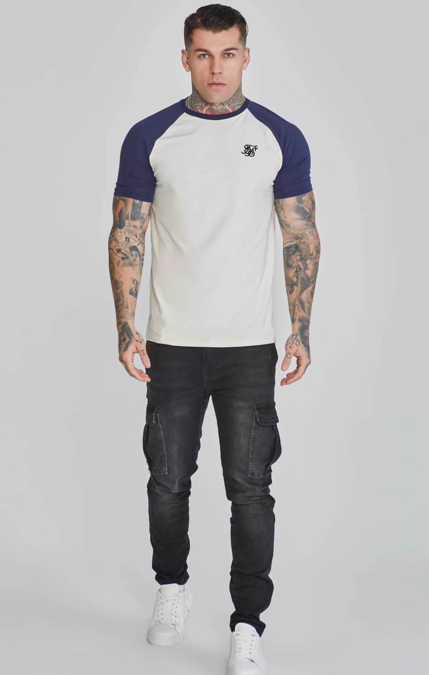 SikSilk T-shirts^Navy Raglan T-Shirt