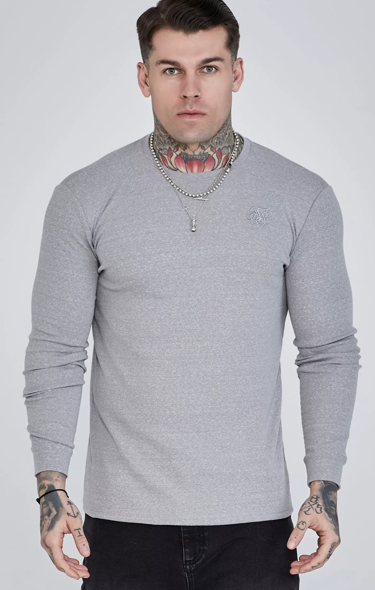 SikSilk T-shirts^Marl Long Sleeve T-Shirt