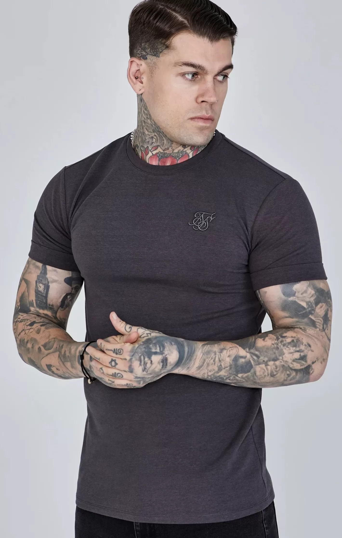 SikSilk T-shirts^Roll Sleeve T-Shirt