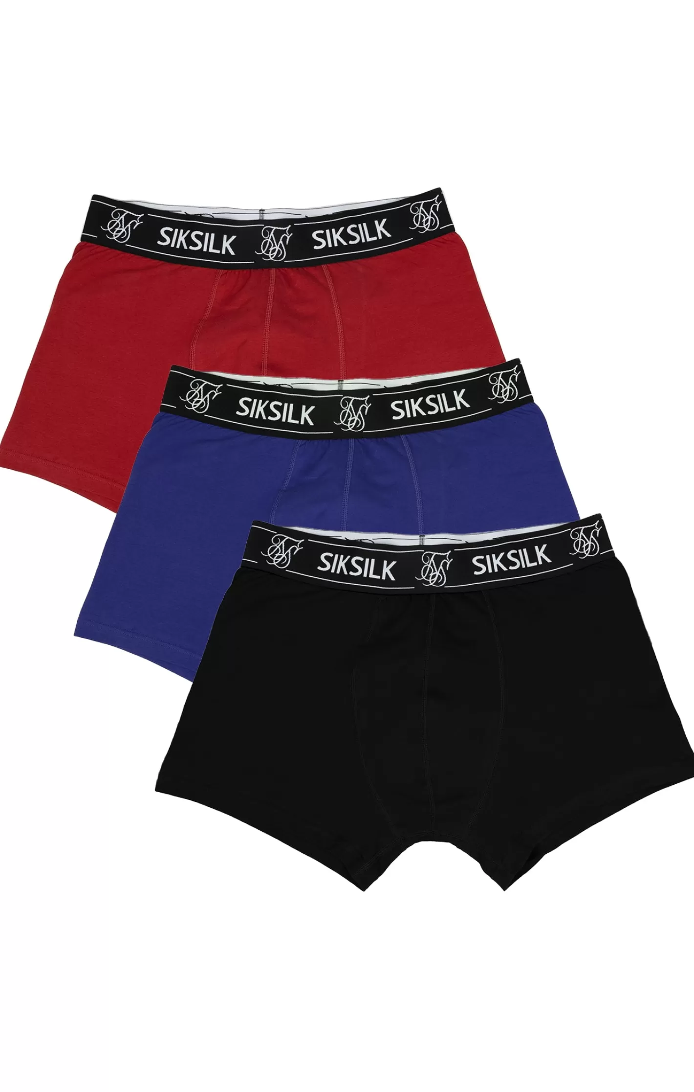 SikSilk Underwear^3Pk Boxer - Black, Navy, Burgundy